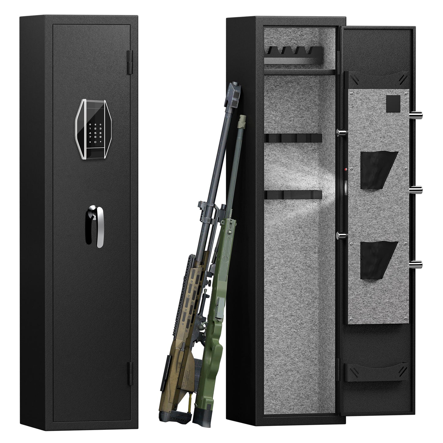 3-4 Gun Safe for Rifles and Pistols,Quick Access Password Gun Safe,High Security Metal Rifle Safe Locker with Removable Shelf and 2 Adjustable Gun Slots