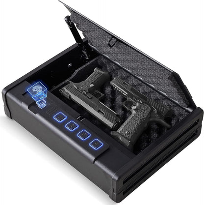 Biometric Fingerprint Pistol Safe,Small Exquisite Quick Access Gun Safe for Home,Office