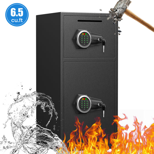 Karbeen 6.5 Cuft Large Digital Lock Home Safe Fireproof Waterproof, Anti-Theft Money Safe Box with Deposit Slot & Dual Alarm System, Digital Security Document Safe for Home Office Hotel