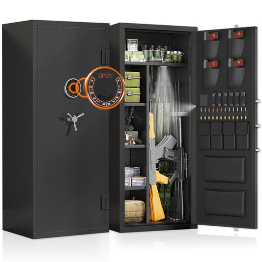 Biometric Gun Safe for Shotguns and Pistols, Large Unassembled Fingerprint Long Gun Safes-16