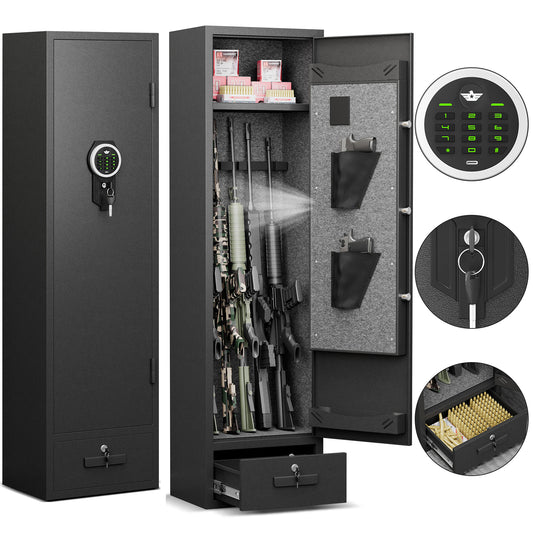 4-5 Gun Safe Digital Rifle Safe with Drawer-16