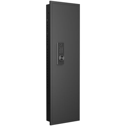 Fingerprint Touch Panel In-Wall Safe,Hidden Wall Gun Safe for Rifles and Pistols with Adjustable Shelves,Assembled Storege Gun Safe for Firearm and Valuables (Black-Fingerprint)