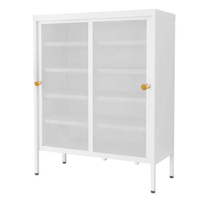 Metal mesh door sliding storage cabinet Large space adjustable Storage kitchen metal cabinet