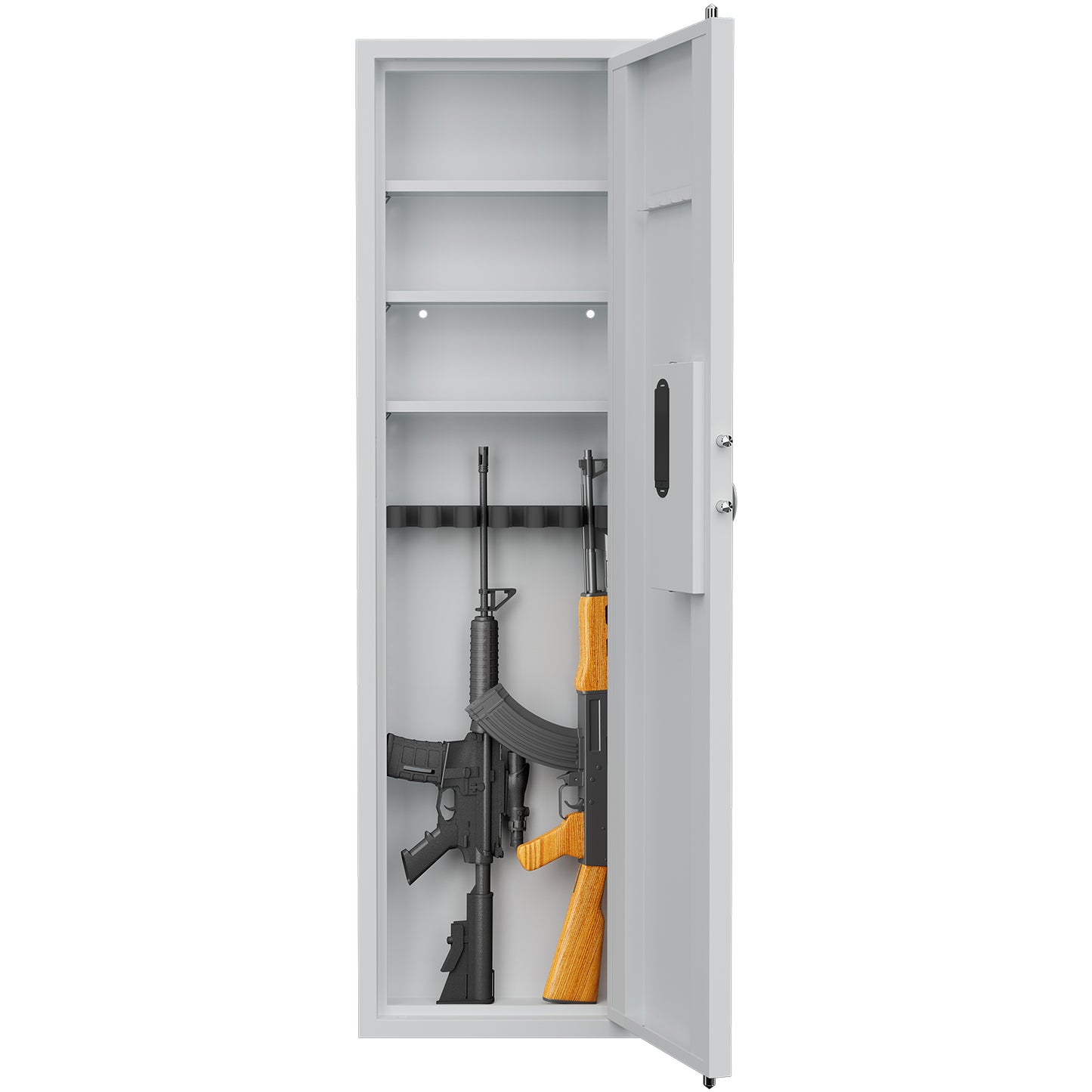 Didital Touch Panel In-Wall Safe,Hidden Wall Gun Safe for Rifles and Pistols with Adjustable Shelves,Assembled Storege Gun Safe for Firearm and Valuables (White-Digital)