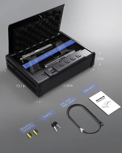 Biometric Fingerprint Pistol Safe,Small Exquisite Quick Access Gun Safe for Home,Office