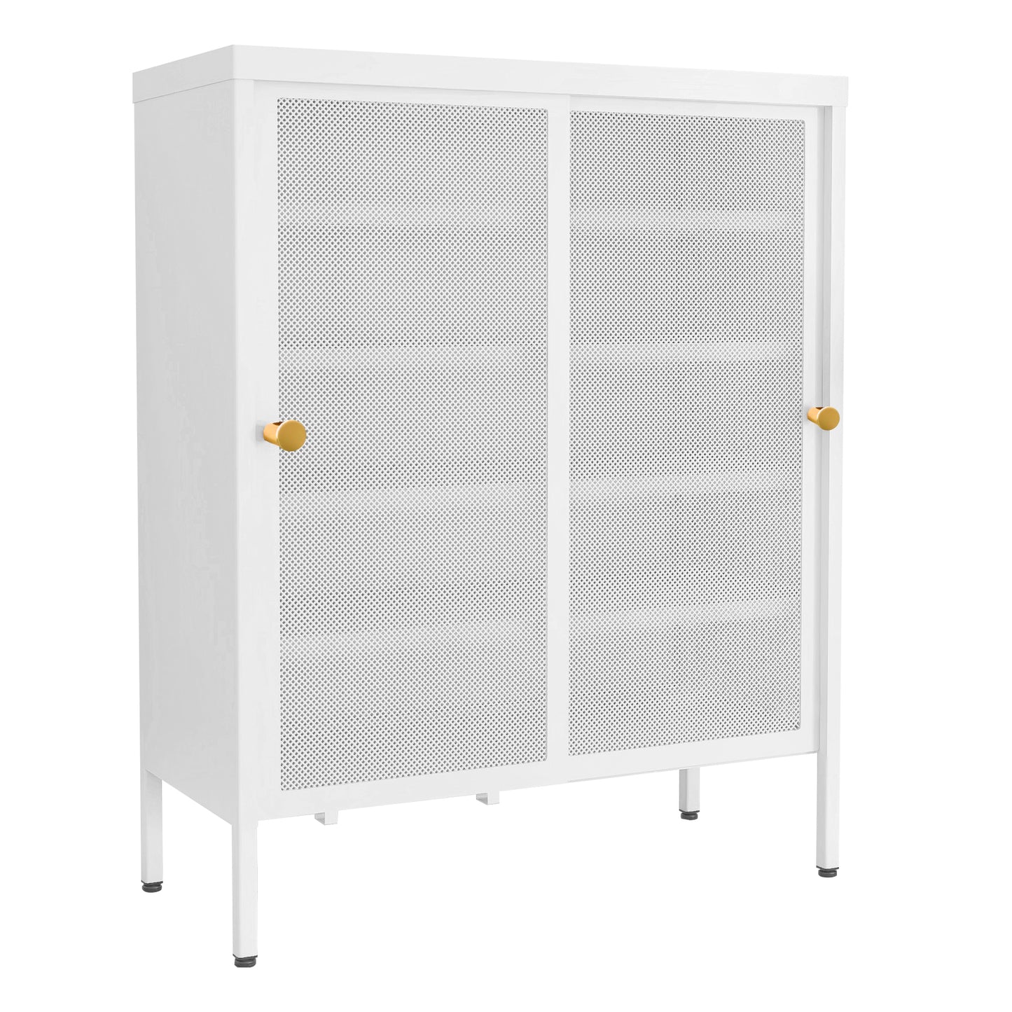 Metal mesh door sliding storage cabinet Large space adjustable Storage kitchen metal cabinet