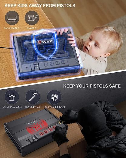 Biometric Fingerprint Pistol Safe,Small Exquisite Quick Access Gun Safe for Home,Office