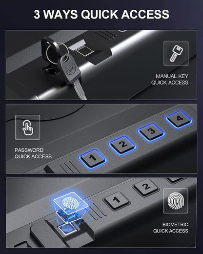 Biometric Fingerprint Pistol Safe,Small Exquisite Quick Access Gun Safe for Home,Office