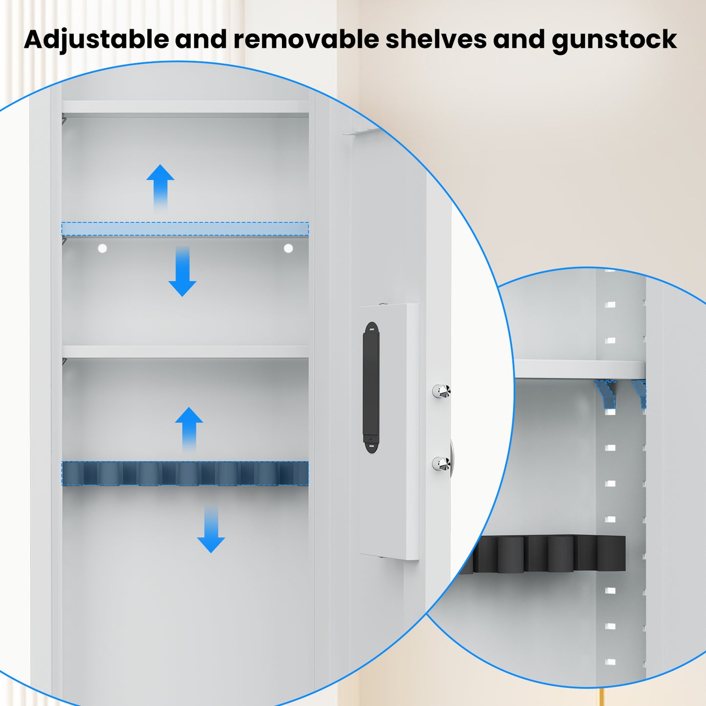 Didital Touch Panel In-Wall Safe,Hidden Wall Gun Safe for Rifles and Pistols with Adjustable Shelves,Assembled Storege Gun Safe for Firearm and Valuables (White-Digital)