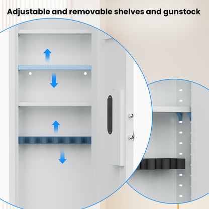 Didital Touch Panel In-Wall Safe,Hidden Wall Gun Safe for Rifles and Pistols with Adjustable Shelves,Assembled Storege Gun Safe for Firearm and Valuables (White-Digital)