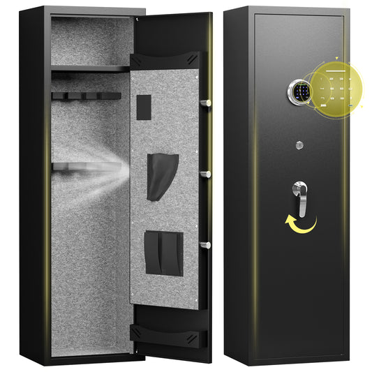 SY  4-6 Gun Safe, Deeper and Larger Gun Safe with Removable Shelf & Adjustable Gun Rack