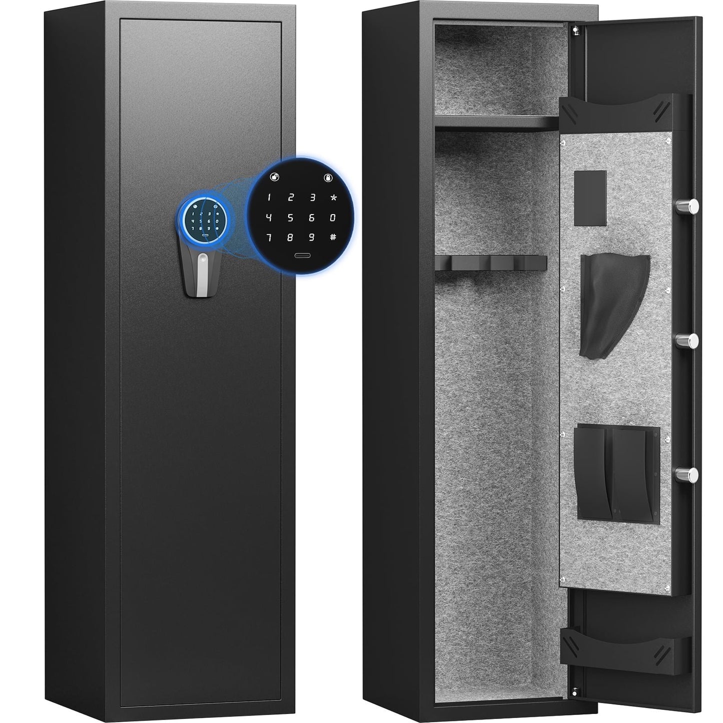 OME-3-5 Larger and Deeper Gun Safe for Pistols, Quick Access Gun Safe with Silent Mode and Alarm System