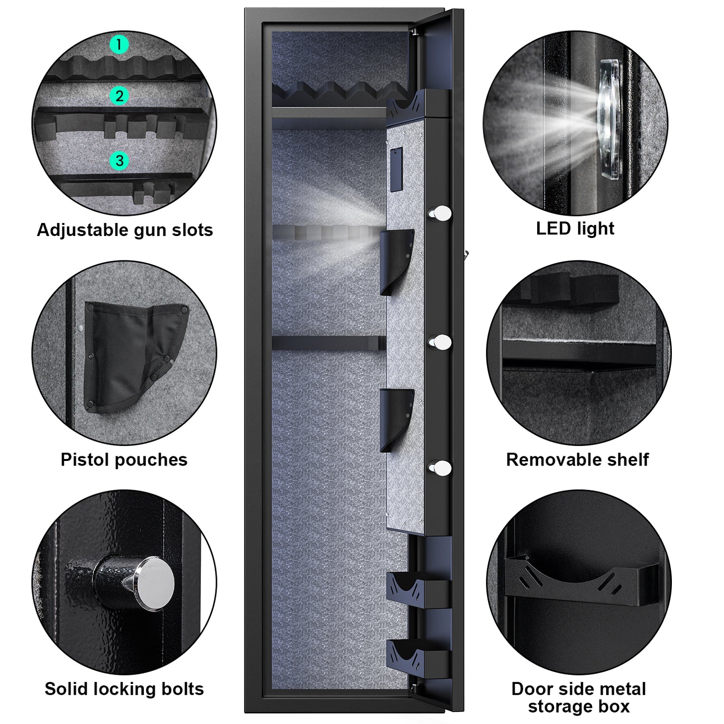WY 54.33“ Gun Safe for Home Rifle and Pistols with  LCD Screen Keypad and Silent Mode
