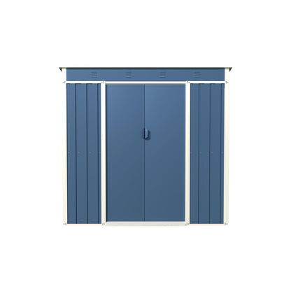 4x6 FT Outdoor Storage Shed Metal Garden Shed Tool House with Ventilation & Sliding Door for Garden, Courtyard, Lawn-Blue