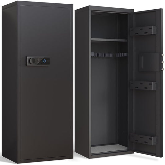 Gun Safe, Digital Quick Access 4-5 Gun Cabinet, Gun Safes for Shotguns, Gun Safe with Adjustable Support Frame, Pistols Rack, Ammo Storage Shelf and Pistol Bag