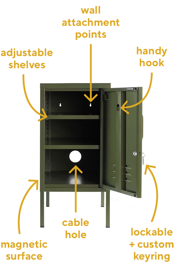 2 Tiers Locker Safe Lockable Coffee Table Metal Locker Bedside Cabinet Children's Bedside Cabinet Green Size: 27.55”H x 13.78”W x 14.96”D